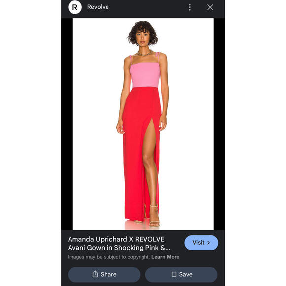 Revolve x Amanda Uprichard Colorblock Maxi Dress Pink and Red - Picture 5 of 5